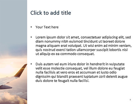 Airplane Flying PowerPoint Template, Slide 3, 15717, Cars and Transportation — PoweredTemplate.com