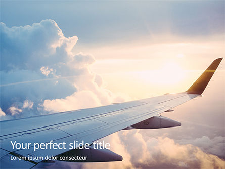 Airplane Flying PowerPoint Template, 15717, Cars and Transportation — PoweredTemplate.com