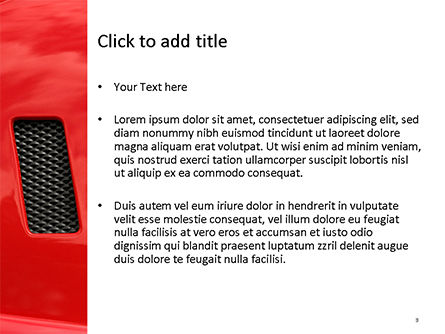 Red Sports Car PowerPoint Template, Slide 3, 15718, Cars and Transportation — PoweredTemplate.com
