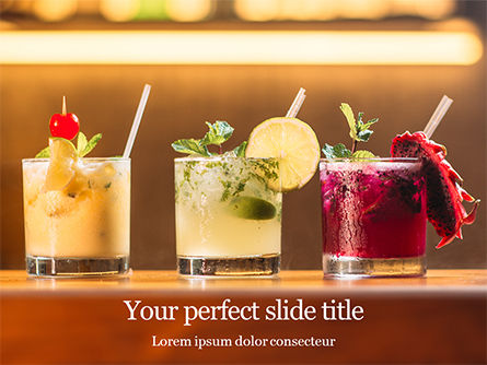 Three Tropical Cocktails PowerPoint Template, Free PowerPoint Template, 15733, Food & Beverage — PoweredTemplate.com