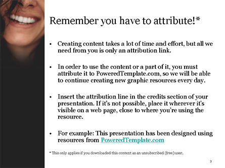 クローズアップの美しい女性の笑顔 - PowerPointテンプレート, スライド 3, 15734, 人 — PoweredTemplate.com