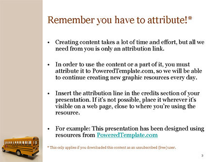 Modèle PowerPoint gratuit de autobus scolaire jouet, Diapositive 3, 15736, Education & Training — PoweredTemplate.com