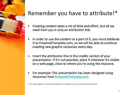 Modèle PowerPoint de gros pinceaux avec des peintures à l'huile colorées, Diapositive 3, 15745, Education & Training — PoweredTemplate.com