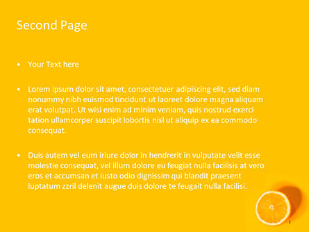 Modèle PowerPoint gratuit de portrait de jeune fille blonde sur fond jaune avec des oranges, Diapositive 2, 15749, Mensen — PoweredTemplate.com