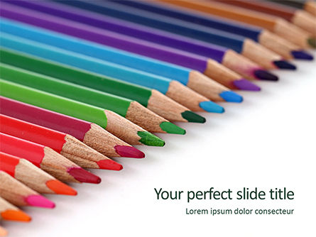 Colored Pencils Arranged in a Line Presentation, Free PowerPoint Template, 15757, Education & Training — PoweredTemplate.com