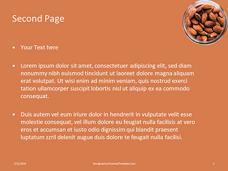 Modello PowerPoint Gratis - Vista dall'alto della ciotola di vetro piena di mandorle, Slide 2, 15760, Food & Beverage — PoweredTemplate.com