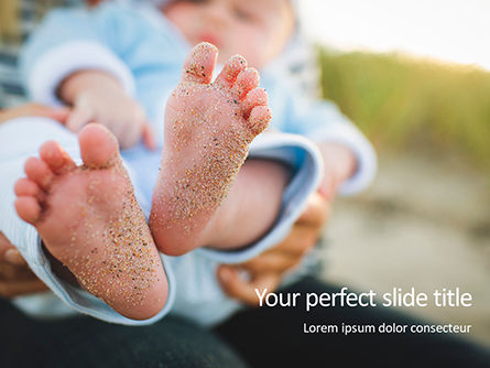 Closeup View of Baby's Toes on Bare Feet Presentation, PowerPoint Template, 15761, People — PoweredTemplate.com