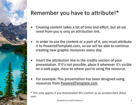 Modèle PowerPoint gratuit de vue lac moraine, Diapositive 3, 15767, Nature / Environnement — PoweredTemplate.com