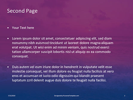 Modèle PowerPoint de mystérieux coucher de soleil coloré sur la mer, Diapositive 2, 15771, Nature / Environnement — PoweredTemplate.com