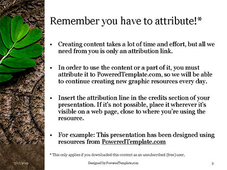 Grünes blatt auf einem baumstumpf PowerPoint Vorlage, Folie 3, 15779, Natur & Umwelt — PoweredTemplate.com