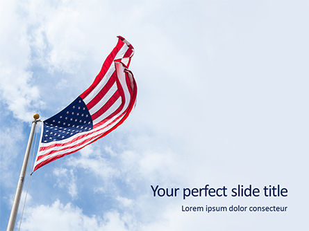 American Flag Waving on Flagpole Presentation, 15780, Flags/International — PoweredTemplate.com