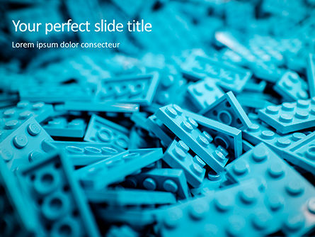 Scattered Blue Blocks of Building Kit Presentation, Free PowerPoint Template, 15788, Education & Training — PoweredTemplate.com