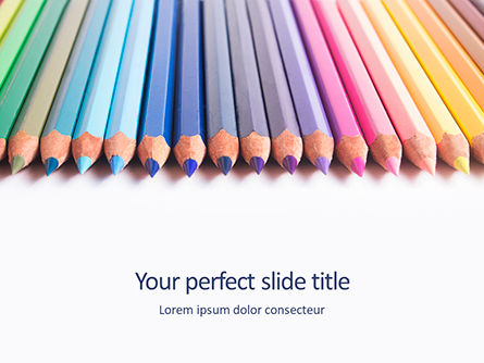 Pastel Colored Pencils Arranged in a Line Presentation, PowerPoint Template, 15793, Education & Training — PoweredTemplate.com