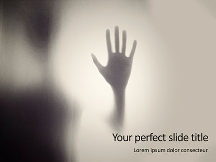 Horror Hand Behind the Matte Glass in Black and White Colors Presentation, PowerPoint Template, 15795, People — PoweredTemplate.com
