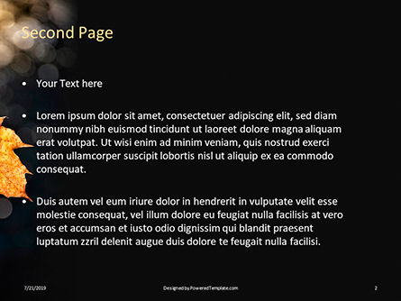 Modèle PowerPoint gratuit de feuille d'érable jaune sur une branche, Diapositive 2, 15797, Nature / Environnement — PoweredTemplate.com