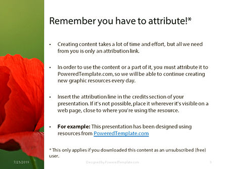 파워포인트 템플릿 - 놀라운 빨간 양귀비, 슬라이드 3, 15825, 자연 및 환경 — PoweredTemplate.com