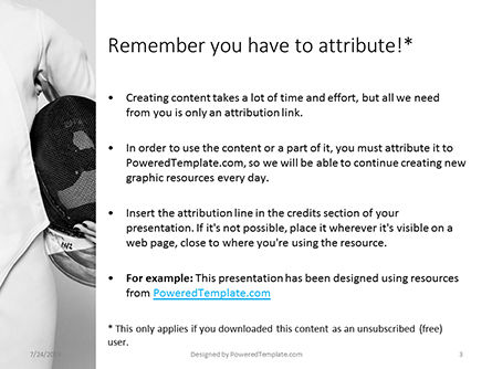 Modèle PowerPoint de escrimeur tenant un masque d'escrime, Diapositive 3, 15826, Sport — PoweredTemplate.com