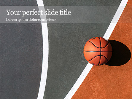 Modèle PowerPoint de vue de dessus du terrain de streetball avec ballon de basket, Modele PowerPoint, 15834, Sport — PoweredTemplate.com