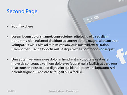 Smartphone mit facebook-inschrift auf dem display PowerPoint Vorlage, Folie 2, 15841, Technologie & Wissenschaft — PoweredTemplate.com