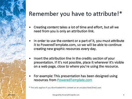 Plantilla de PowerPoint gratis - vista aérea de playa de arena y mar con olas, Diapositiva 3, 15846, Naturaleza y medio ambiente — PoweredTemplate.com