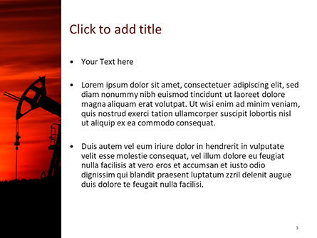 Olieveldsilhouet Op Zonsondergang PowerPoint Template, Dia 3, 15849, Voorzieningen/Industrieel — PoweredTemplate.com