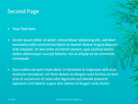 青色の背景にbの葉 - PowerPointテンプレート, スライド 2, 15857, 自然＆環境 — PoweredTemplate.com