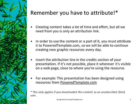 Plantilla de PowerPoint - hojas de bambú sobre fondo azul, Diapositiva 3, 15857, Naturaleza y medio ambiente — PoweredTemplate.com