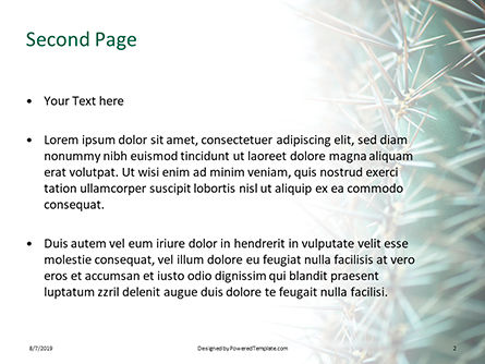 サボテンのとげのクローズアップ - PowerPointテンプレート, スライド 2, 15858, 自然＆環境 — PoweredTemplate.com