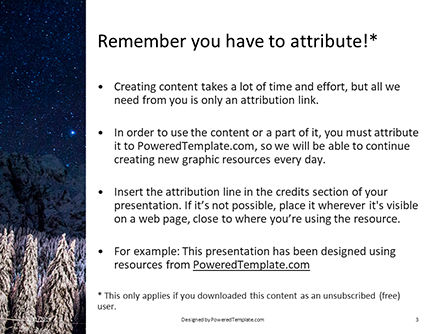 Plantilla de PowerPoint gratis - cielo nocturno sobre un bosque nevado, Diapositiva 3, 15860, Naturaleza y medio ambiente — PoweredTemplate.com