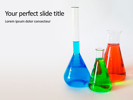 Three Assorted-Color Liquid-Filled Laboratory Apparatuses Presentation, Free PowerPoint Template, 15861, Education & Training — PoweredTemplate.com