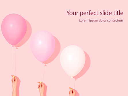 Hands Holding Pink and White Balloons Presentation, PowerPoint Template, 15864, Holiday/Special Occasion — PoweredTemplate.com