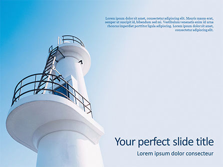 Modèle PowerPoint de tour du phare blanc sous le ciel bleu, Modele PowerPoint, 15874, Construction — PoweredTemplate.com