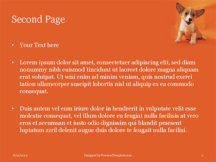 オレンジ色の背景にかわいい子犬の肖像画 - 無料PowerPointテンプレート, スライド 2, 15876, 一般 — PoweredTemplate.com