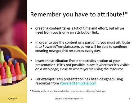 Crayons in Yellow Box Beside Child Presentation, Slide 3, 15877, Education & Training — PoweredTemplate.com