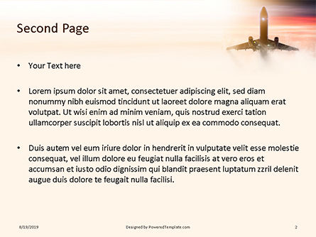 Modèle PowerPoint de avion commercial en vol, Diapositive 2, 15882, Voitures / Transport — PoweredTemplate.com