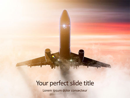 Commercial Airplane in Flight Presentation, PowerPoint Template, 15882, Cars and Transportation — PoweredTemplate.com