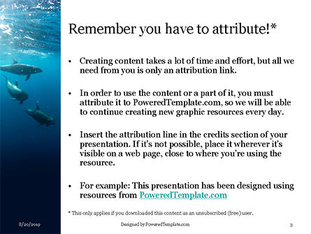 Eine gruppe von delfinen unter wasser PowerPoint Vorlage, Folie 3, 15883, Natur & Umwelt — PoweredTemplate.com