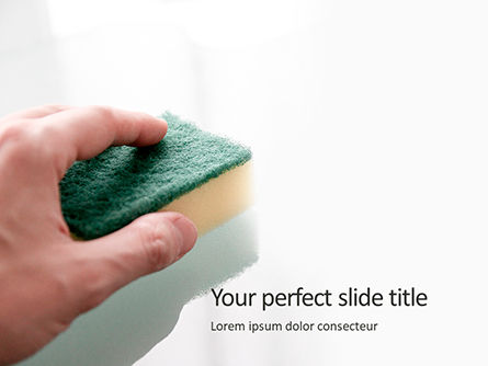 A Hand Holds Sponge and Cleans the Surface Presentation, Free PowerPoint Template, 15895, Careers/Industry — PoweredTemplate.com