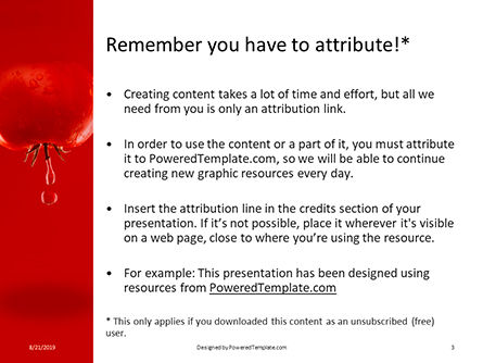 Plantilla de PowerPoint - tomate levitando con gotas de agua, Diapositiva 3, 15905, Food & Beverage — PoweredTemplate.com