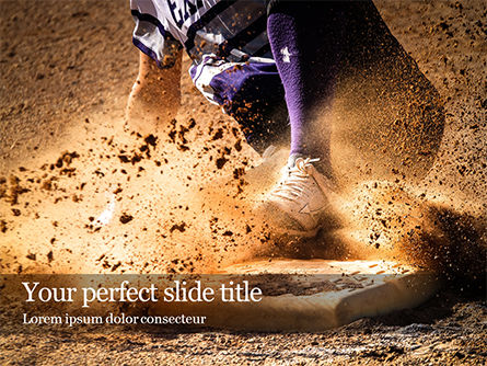 Baseball Player in Action Presentation, PowerPoint Template, 15914, Sports — PoweredTemplate.com