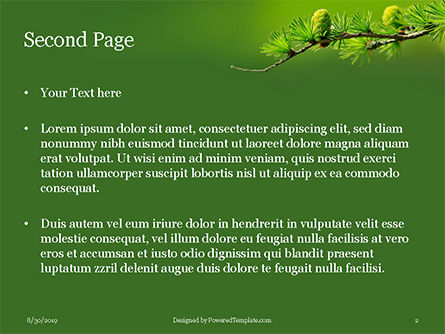 Templat PowerPoint Cabang Pohon Larch Dengan Kerucut, Slide 2, 15921, Alam & Lingkungan — PoweredTemplate.com