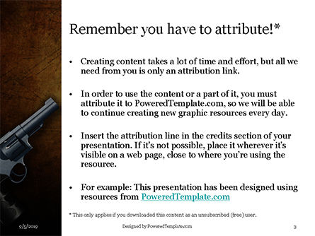 Plantilla de PowerPoint gratis - pistola en el piso con salpicaduras de sangre, Diapositiva 3, 15934, Legal — PoweredTemplate.com