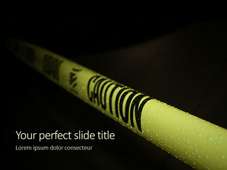 Caution Tape in Darkness Presentation, Free PowerPoint Template, 15935, Legal — PoweredTemplate.com
