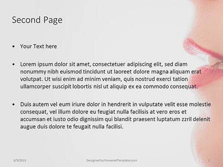 赤い唇のクローズアップ - PowerPointテンプレート, スライド 2, 15936, 人 — PoweredTemplate.com