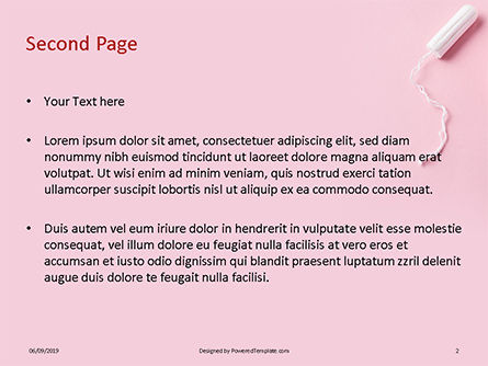 Plantilla de PowerPoint - almohadilla sanitaria copa menstrual tampón y corazón rojo, Diapositiva 2, 15939, Médico — PoweredTemplate.com