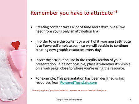 Modèle PowerPoint de tampon hygiénique coupelle menstruelle et coeur rouge, Diapositive 3, 15939, Médical — PoweredTemplate.com