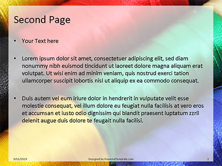Plantilla de PowerPoint gratis - hilos de coser multicolor closeup, Diapositiva 2, 15948, Profesiones/ Industria — PoweredTemplate.com