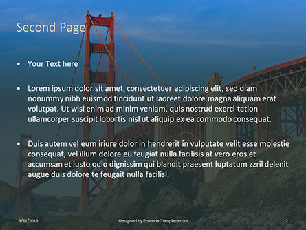 Templat PowerPoint Jembatan Golden Gate, Slide 2, 15952, Konstruksi — PoweredTemplate.com