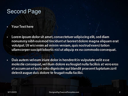 Plantilla de PowerPoint - radio telescopio en la noche estrellada, Diapositiva 2, 15953, Tecnología y ciencia — PoweredTemplate.com