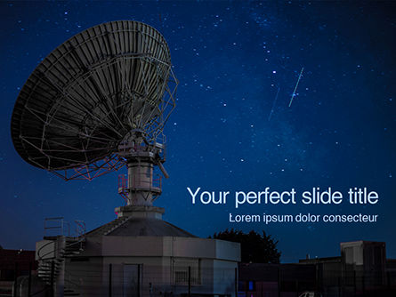 Radio Telescope at Starry Night Presentation, PowerPoint Template, 15953, Technology and Science — PoweredTemplate.com